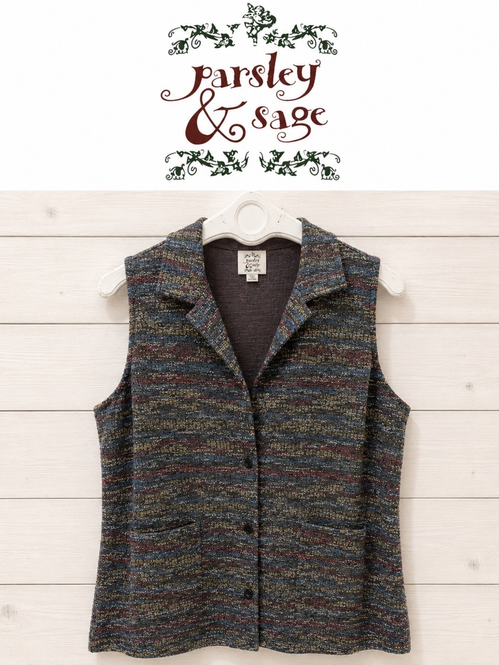 Parsley & Sage Multicolor Textured Vest – Size 2X